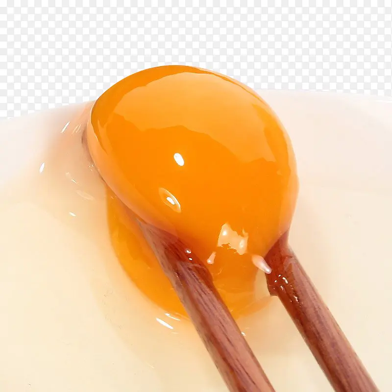 筷子夹鸡蛋黄
