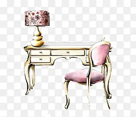 唯美精美家具书桌桌子台灯椅子