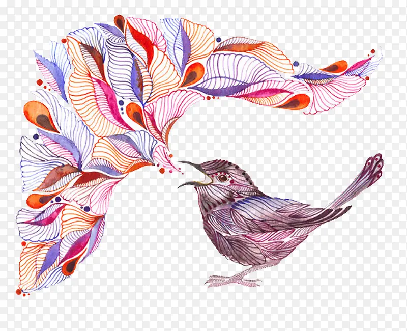 水彩动物小鸟手绘插画