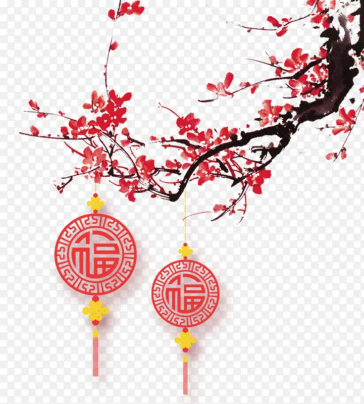 中国风红色梅花挂饰