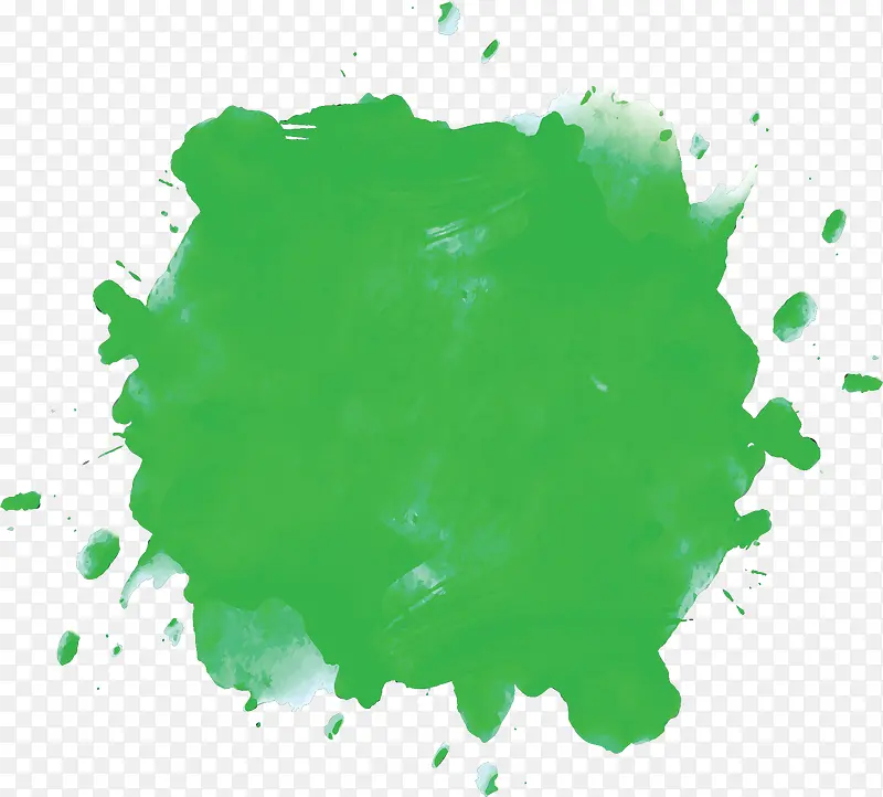水彩绿色泼墨涂鸦