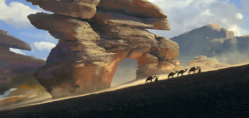 沙漠骆驼岩石宽屏
