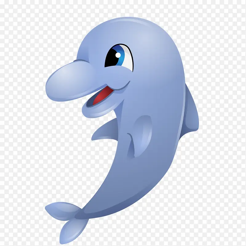 矢量卡通可爱跳跃蓝色海豚