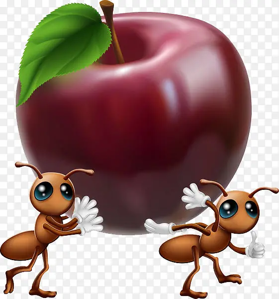 蚂蚁搬运苹果