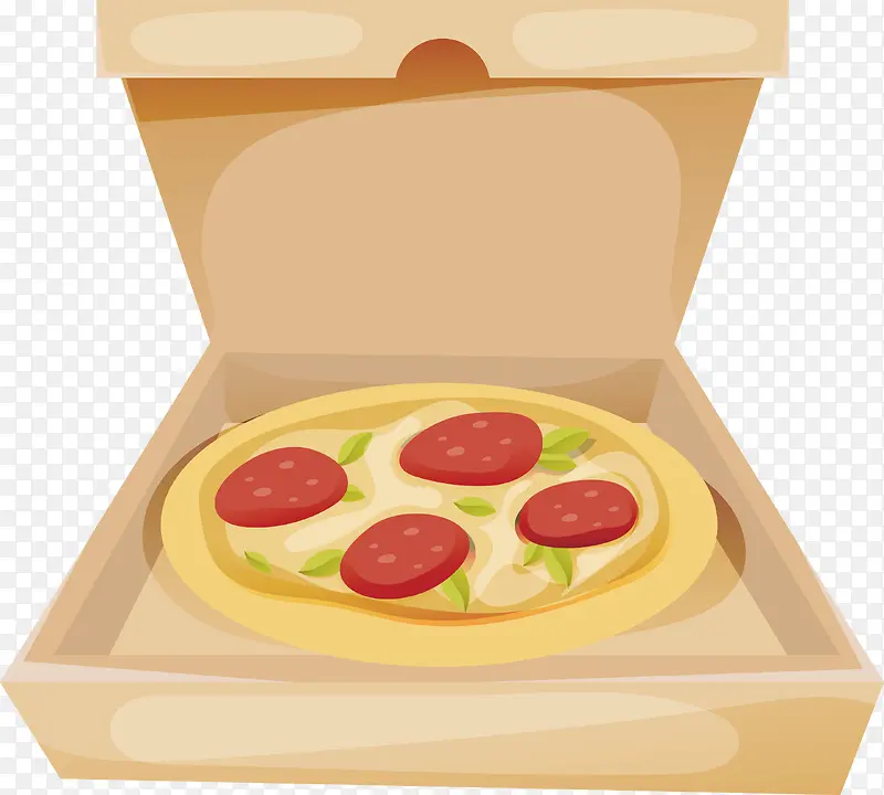 一盒矢量手绘披萨