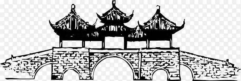 中国传统建筑拱桥矢量素材