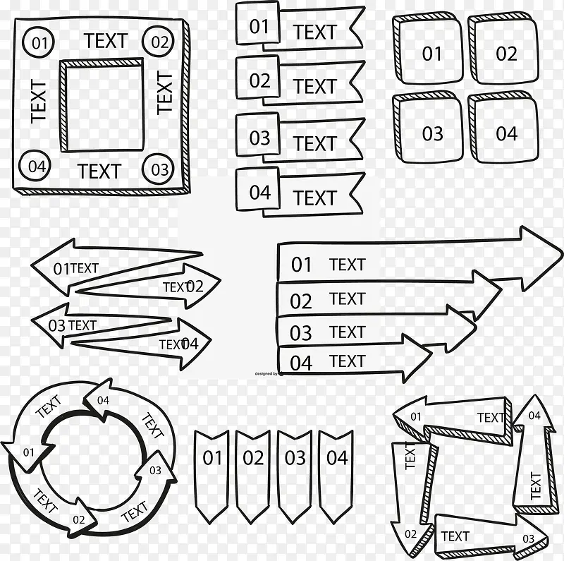 8款手绘信息图元素矢量素材