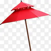双层红色遮阳伞