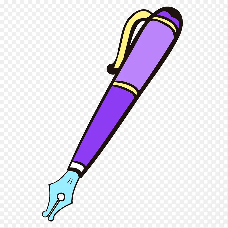 矢量儿童手绘紫色钢笔