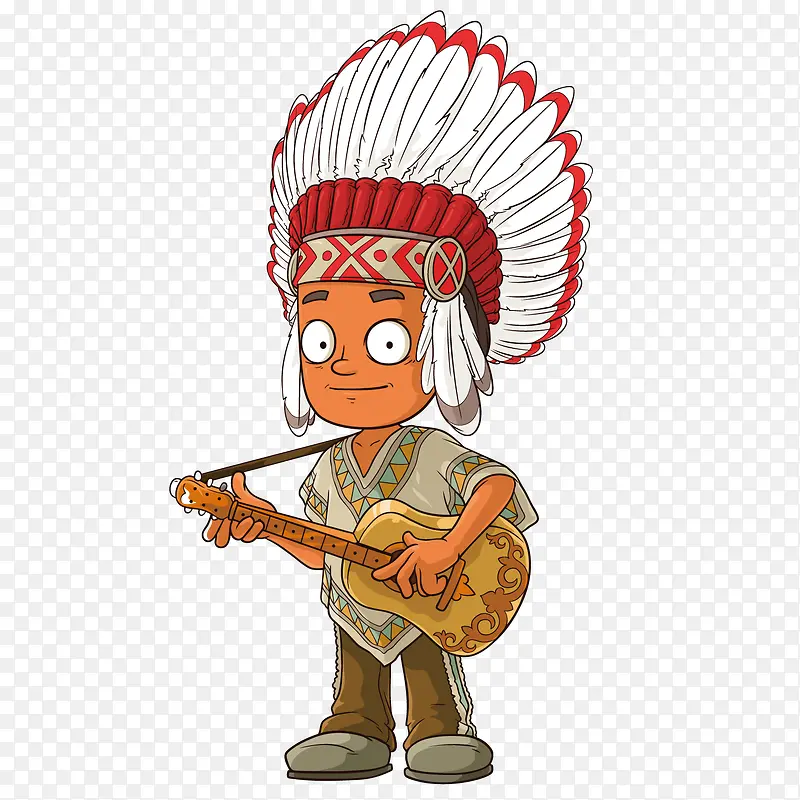 弹琴的印第安人