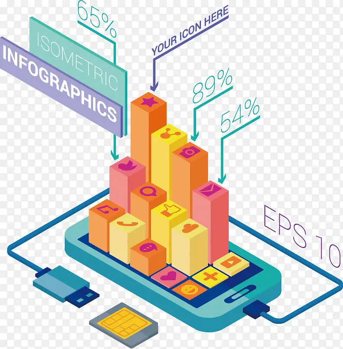 矢量手机图表