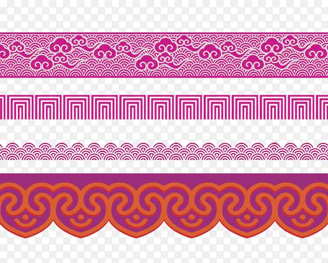 紫色中国风海浪花边边框纹理