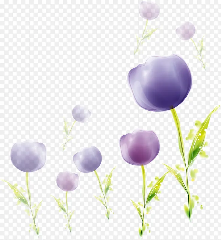 紫色梦幻设计花朵草地