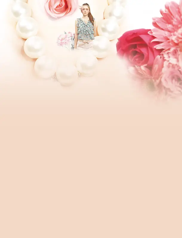 珍珠花朵纯色背景人物素材
