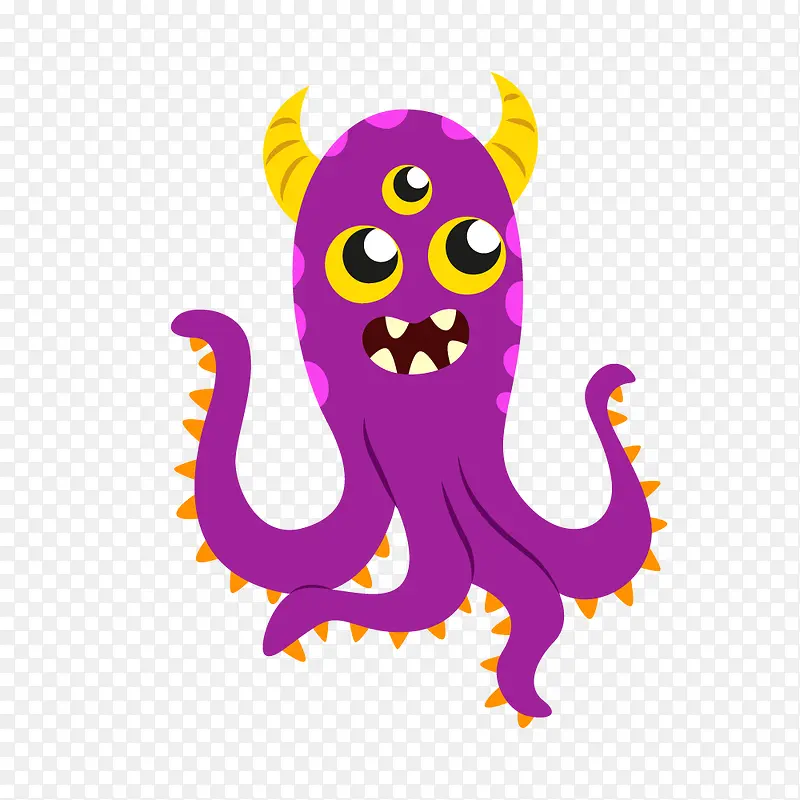 紫色凶狠卡通章鱼