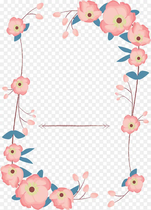 浪漫粉红花朵边框