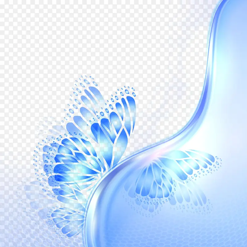 唯美蓝色花蝶背景