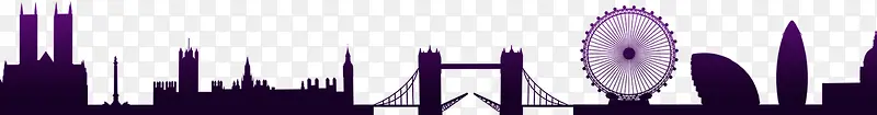 紫色大桥建筑剪影