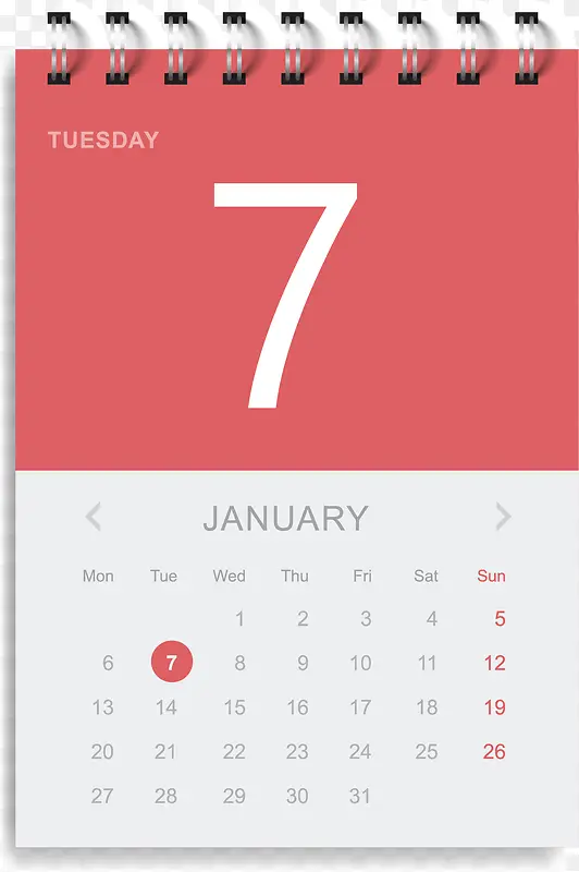 红色简约日历