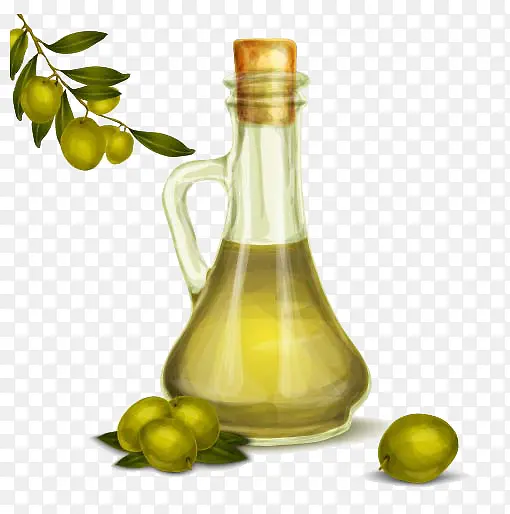 橄榄与橄榄油瓶图片