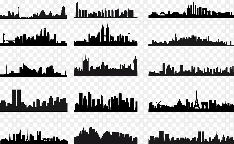 城市建筑群剪影