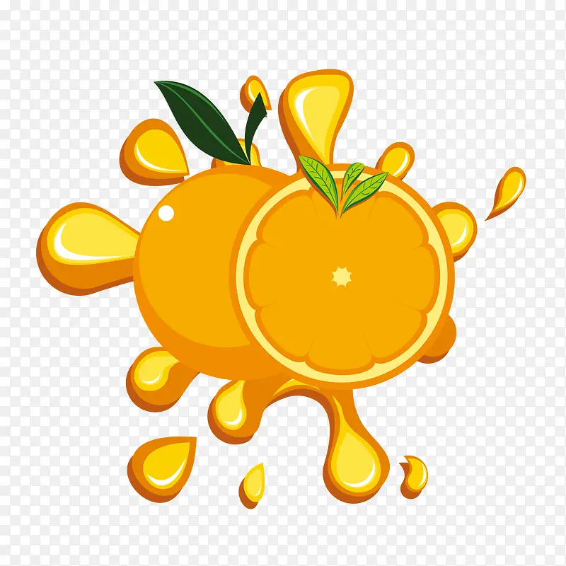 水果橙子卡通边框装饰