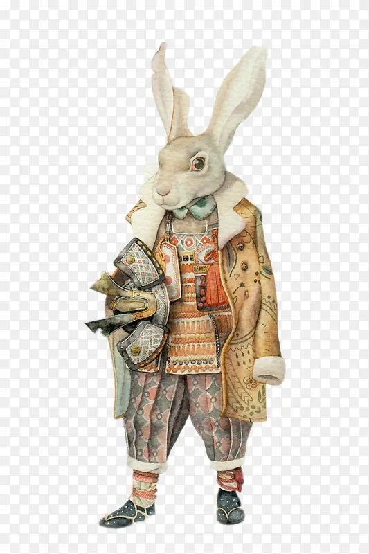 手绘精致人形兔子