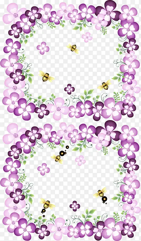 紫色花环矢量花纹装饰素材