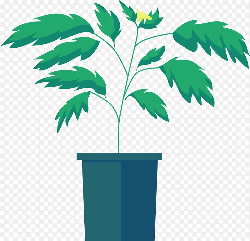 扁平化绿色盆栽图