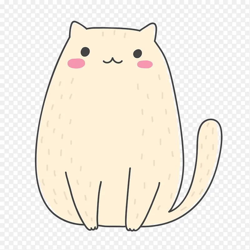 矢量卡通手绘可爱粉色猫咪