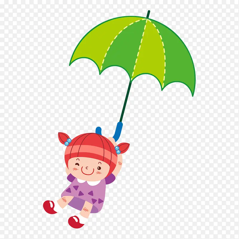 儿童玩耍雨伞插画