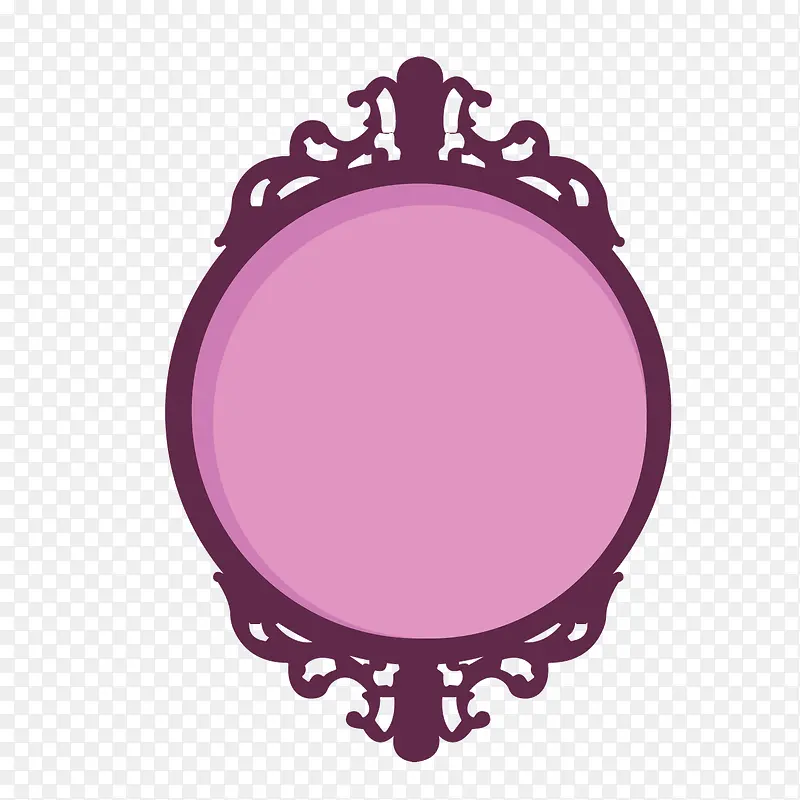 矢量圆形紫色花纹镜框相框