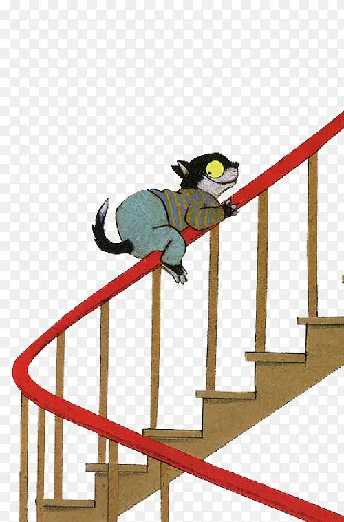 滑楼梯的猫