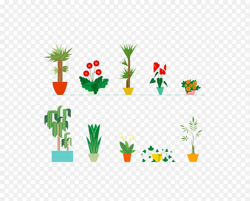扁平设计各种植物