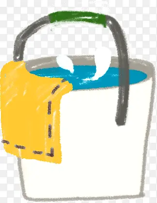 手绘油彩画提桶水桶