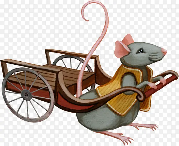 卡通拉车的老鼠
