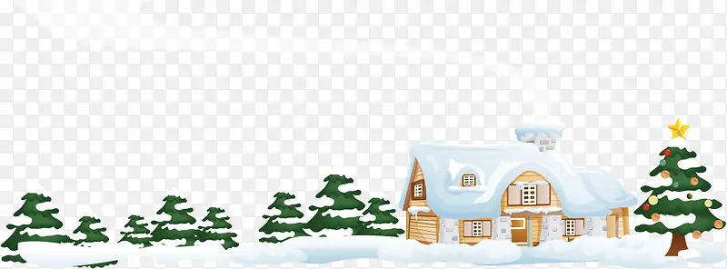 房子雪景圣诞png矢量素材