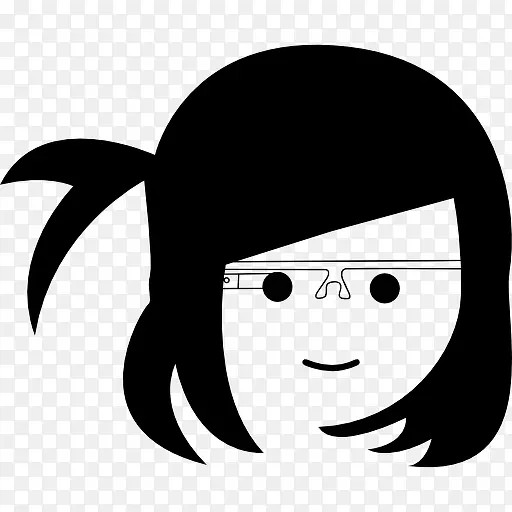 女孩脸上带着谷歌眼镜图标