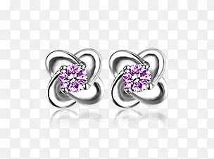 紫宝石纯银耳钉