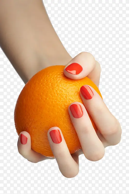 手握橙子