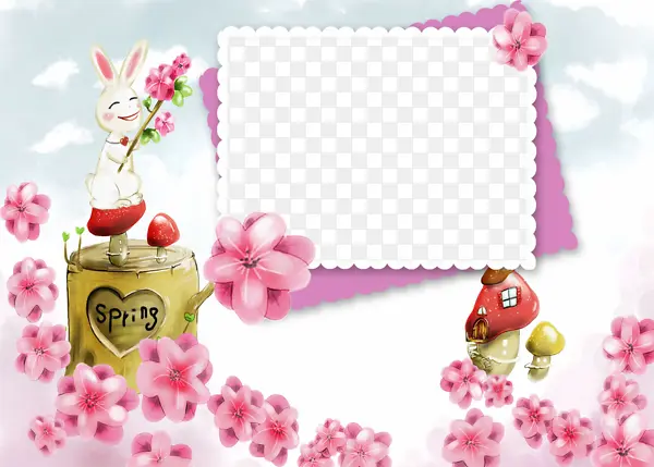 粉色樱花浪漫邮票边框