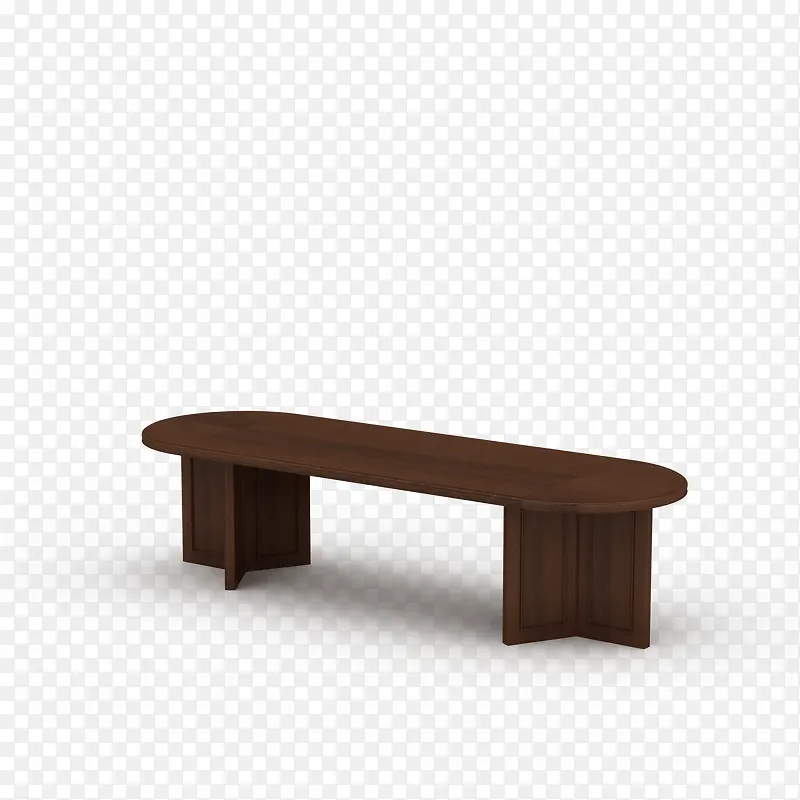 一个椭圆棕色会议桌子