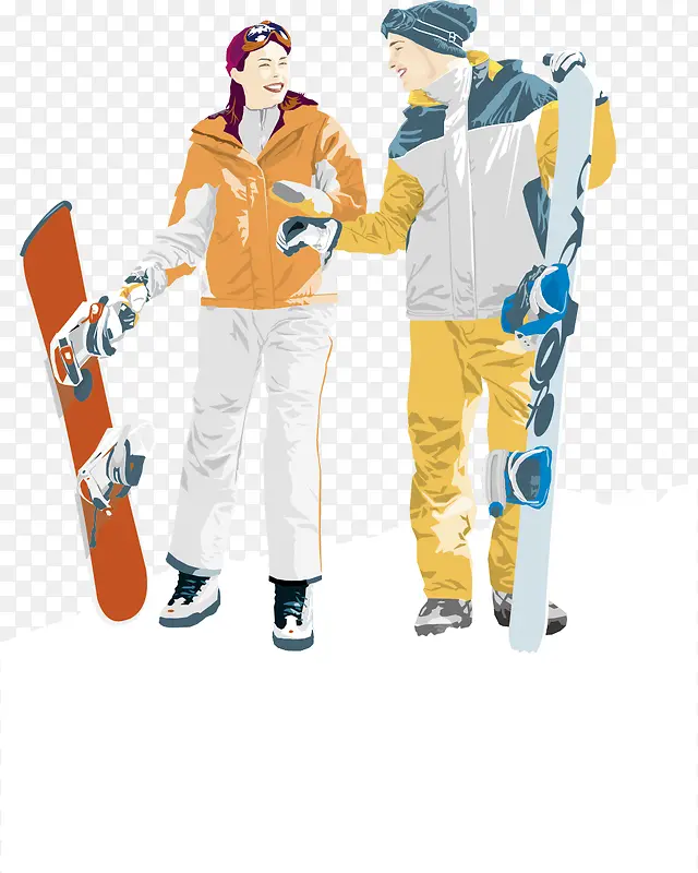 滑冰冬季旅游矢量素材