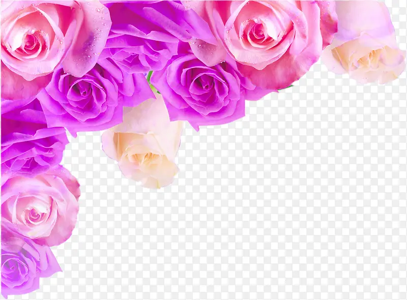 粉色淡雅节日花朵边角装饰