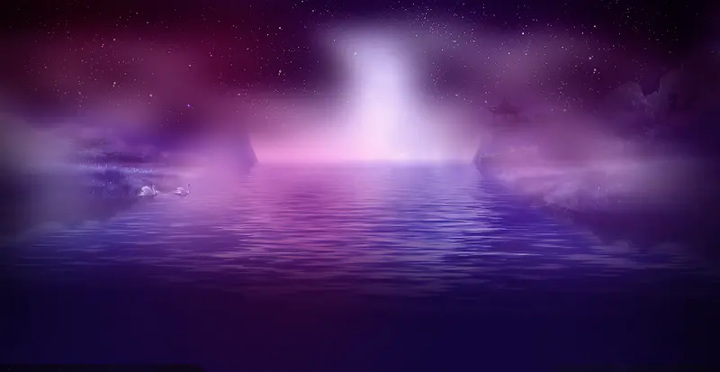 神秘紫色的大海海面