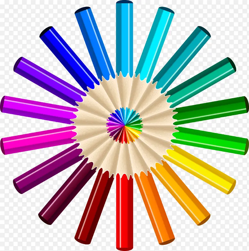 彩色铅笔组成圆形装饰矢量图