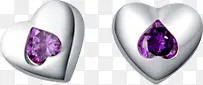 心形紫色钻石耳钉