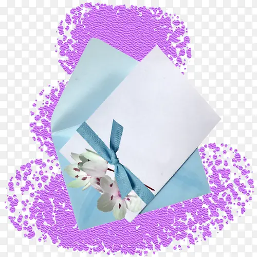 紫色花纹底纹蓝色信封信件