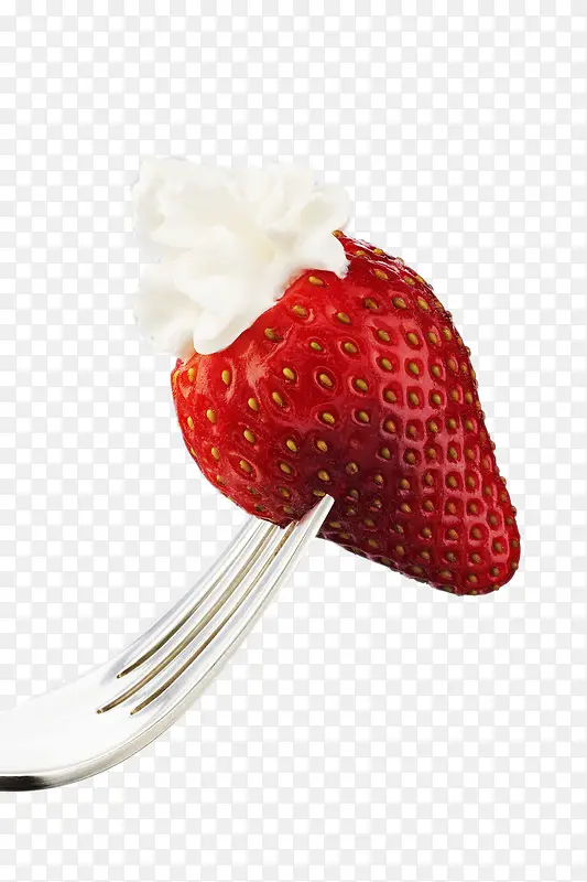 用叉子叉着的草莓