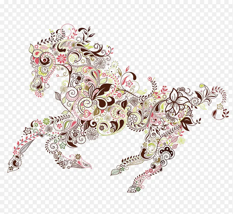 抽象创意花纹动物马